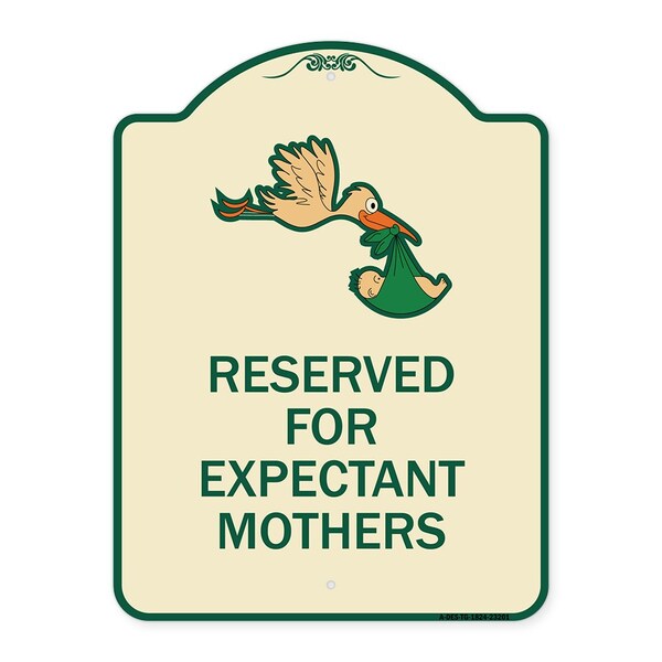 Reserved for Expectant Mothers W/ Stork & Baby Graphic Heavy-Gauge Alum, 18" L, 24" H, TG-1824-23201